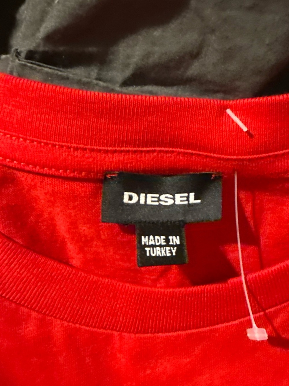 Diesel Red Crewneck Tee with Black Logo Tag - Picture 2 of 5